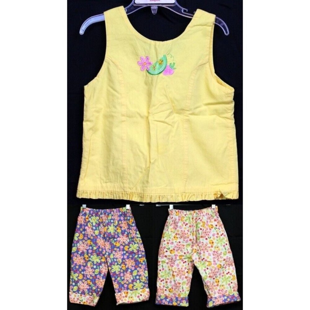 Chez Ami Ptsy Aiken 2pc Outfit Tank top Reversible Pants Summer Fruit Flowers 6x